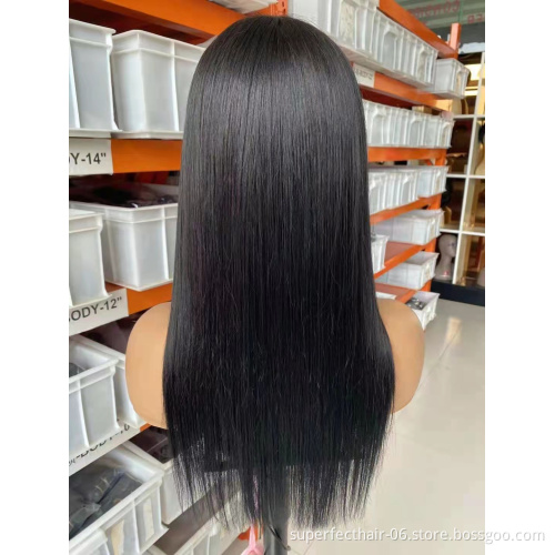 Wholesale  Cheap Raw Indian Hair Straight Full Machine Made Wig With Bangs Natural Color No Lace Human Hair Wigs For Women